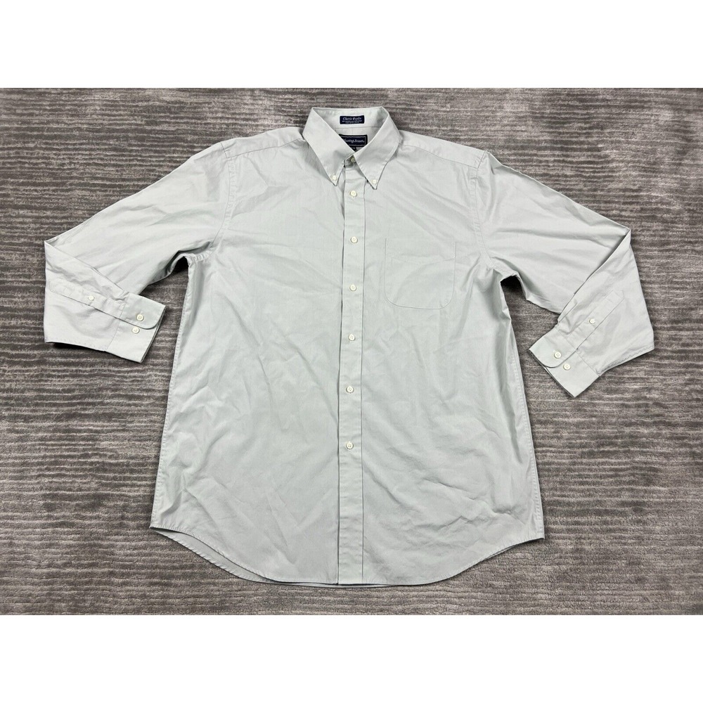 Meeting Street Shirt Men 16.5 34/35 Gray Longsleeve Classic Poplin Button Up
